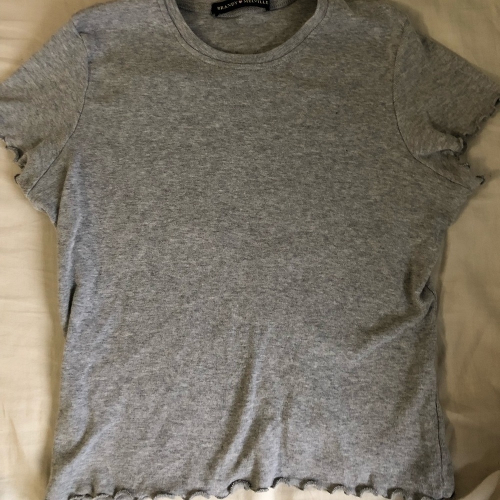 brandy melville grey ruffle shirt
